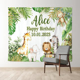 Load image into Gallery viewer, Lofaris Personalized Jungle Green Leaves Backdrops for Baby Shower