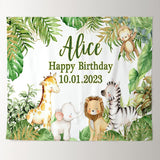 Load image into Gallery viewer, Lofaris Personalized Jungle Green Leaves Backdrops for Baby Shower