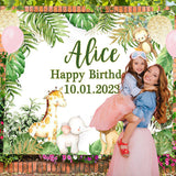 Load image into Gallery viewer, Lofaris Personalized Jungle Green Leaves Backdrops for Baby Shower