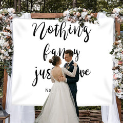 Lofaris Personalized Just Love White Wedding Backdrop Banner