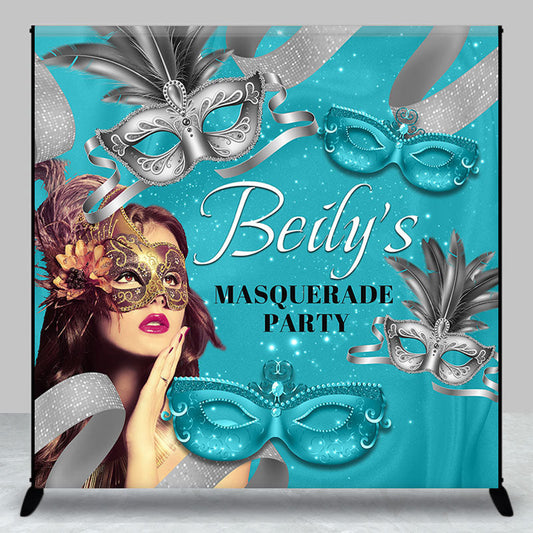 Lofaris Personalized Lake Blue Masquerade Party Backdrop