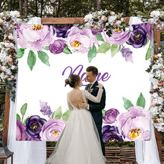 Lofaris Personalized Lavender Floral Wedding Backdrop