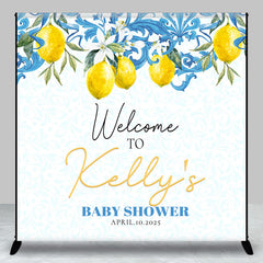 Lofaris Personalized Lemon White Flower Baby Shower Backdrop