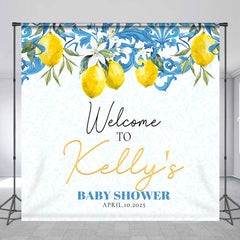 Lofaris Personalized Lemon White Flower Baby Shower Backdrop