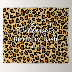 Lofaris Personalized Leopard Brown Birthday Bash Backdrop