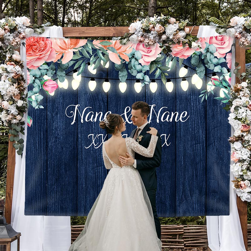 Lofaris Personalized Lights Flower Wedding Backdrop Decor