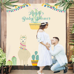 Lofaris Personalized Llama Baby Shower Backdrop Banner