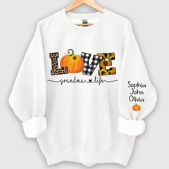 Lofaris Personalized Love Grandmalife Pumpkin Autumn And Grandkids Sweatshirt