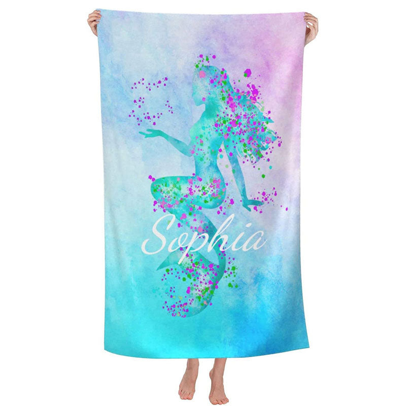 Lofaris Personalized Mermaid Princess Sand Free Beach Towel