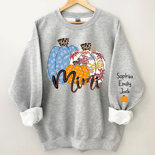 Lofaris Personalized Mimi Pumpkin Grandkids Autumn Sweatshirt