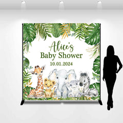 Lofaris Personalized Monstera Animals Baby Shower Backdrop