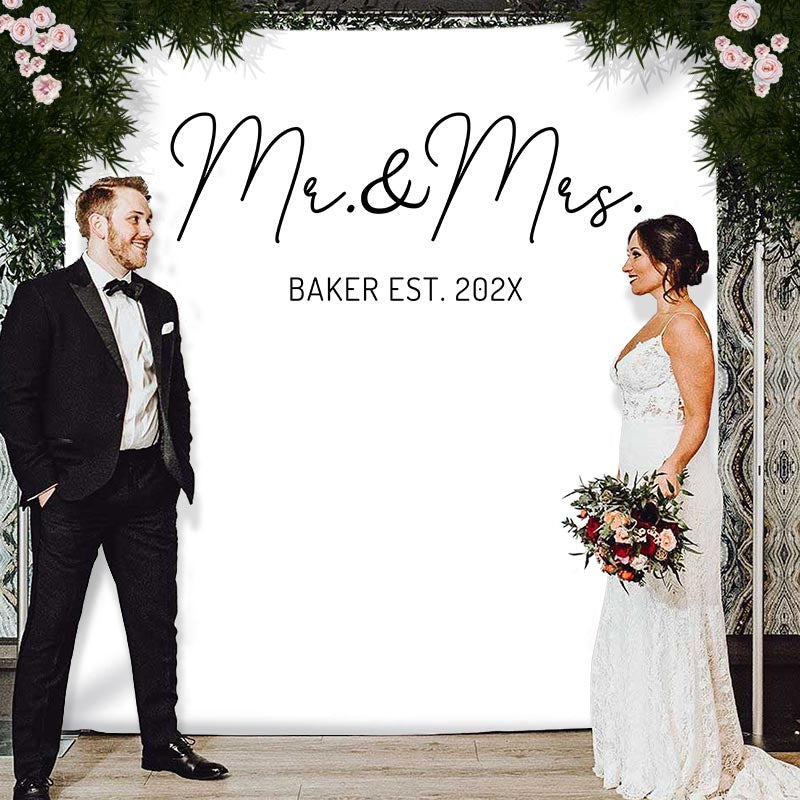 Lofaris Personalized Mr And Mrs Wedding Backdrop Decor Banner