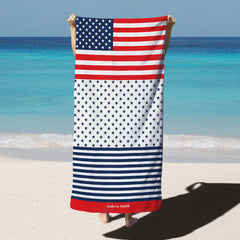 Lofaris Personalized Name American Flag Summer Beach Towel