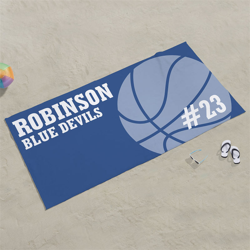 Lofaris Personalized Name And Basketball Pattern Beach Towel