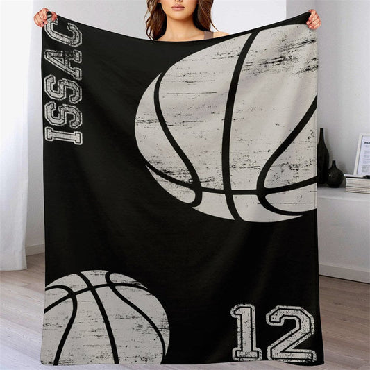 Lofaris Personalized Name Basketball Sports Black Blanket