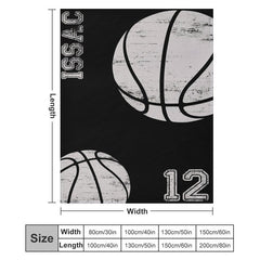Lofaris Personalized Name Basketball Sports Black Blanket