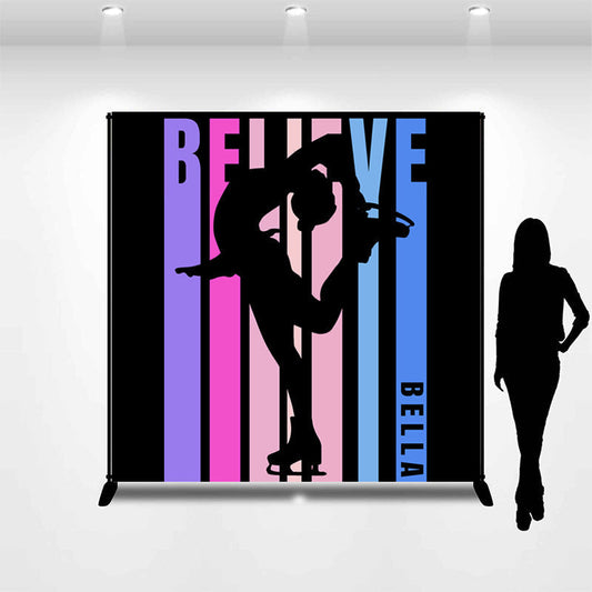 Lofaris Personalized Name Figure Slip Girl Stripes Backdrop