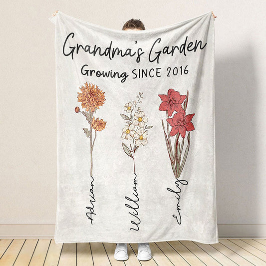 Lofaris Personalized Name Birth Flower Blanket Grandma Gifts