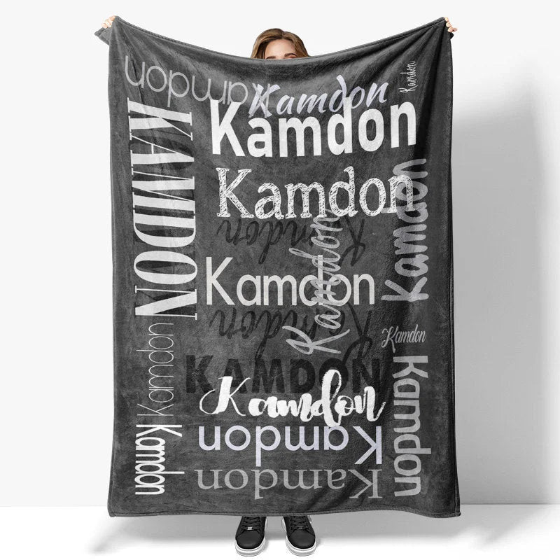 Lofaris Personalized Name Black Blanket For Adult Kid Gift