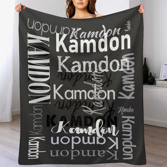 Lofaris Personalized Name Black Blanket For Adult Kid Gift