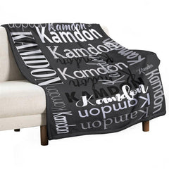 Lofaris Personalized Name Black Blanket For Adult Kid Gift