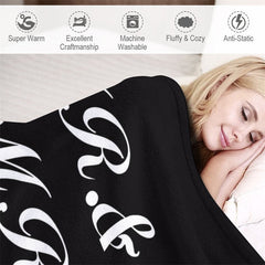 Lofaris Personalized Name Black Text Simple Snuggly Blanket
