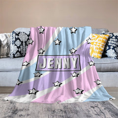 Lofaris Personalized Name Candy Colorful Stars Girl Blanket