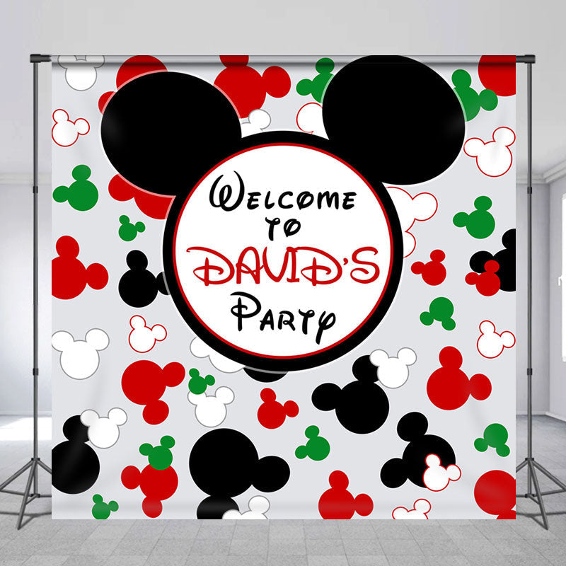 Lofaris Personalized Name Cartoon Mouse Birthday Backdrop