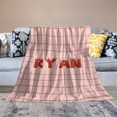 Lofaris Personalized Name Chic Pink Checkered Lines Blanket