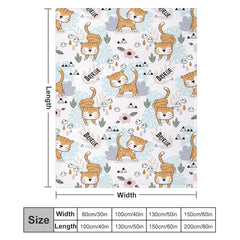 Lofaris Personalized Name Cute Cat Plant Patterns Blanket