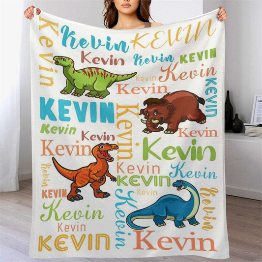 Lofaris Personalized Name Dinosuars Mammoth Blanket For Boys