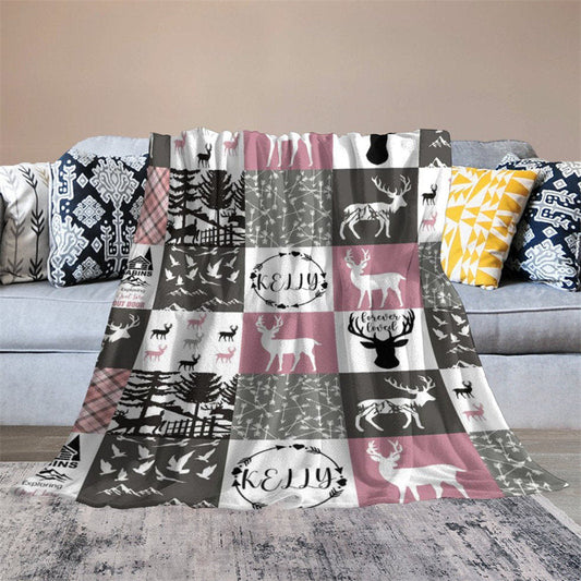 Lofaris Personalized Name Elk Woodland Animal Warm Blanket