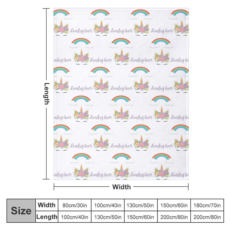 Lofaris Personalized Name Girls Blanket With Unicorn Rainbow