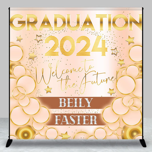 Lofaris Personalized Name Gold Graduation 2024 Theme Backdrop