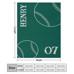 Lofaris Personalized Name Green Baseball Sports Style Blanket