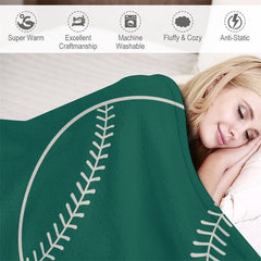 Lofaris Personalized Name Green Baseball Sports Style Blanket