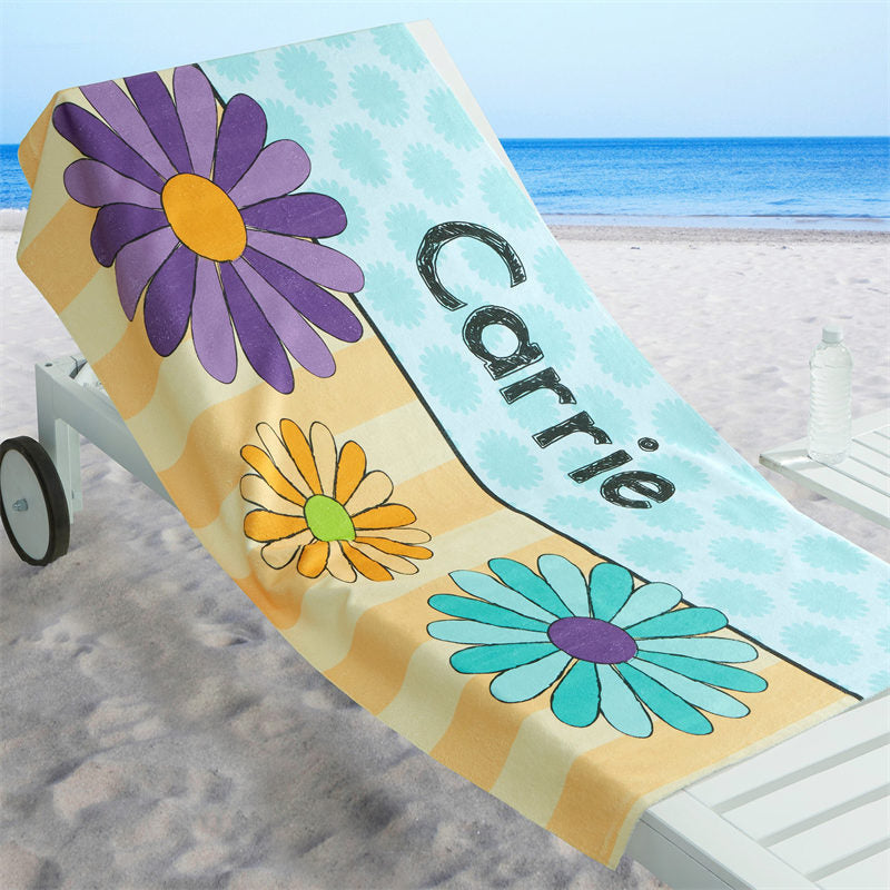 Lofaris Personalized Name Montage Pattern Beach Towel For Child