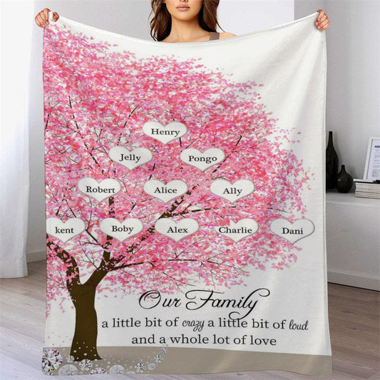 Lofaris Personalized Name Pink Cherry Tree Our Family Blanket
