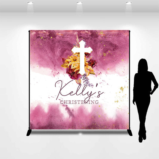 Lofaris Personalized Name Pink Ink Baby Shower Backdrop