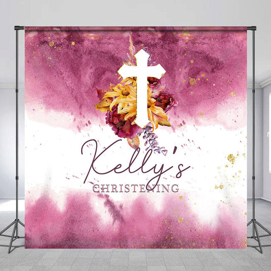 Lofaris Personalized Name Pink Ink Baby Shower Backdrop