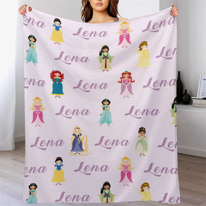Lofaris Personalized Name Pink Princess Baby Girl Blanket