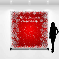 Lofaris Personalized Name Red Snowflake Christmas Backdrop