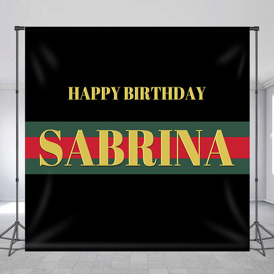 Lofaris Personalized Name Simple Black Birthday Backdrop