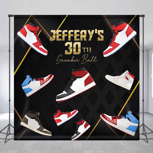 Lofaris Personalized Name Sneaker Ball Birthday Backdrop