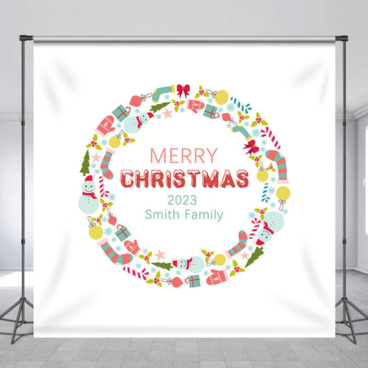 Lofaris Personalized Name Snowmen Socks Christmas Backdrop