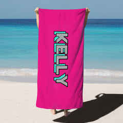 Lofaris Personalized Name Solid Color Simple Beach Towel