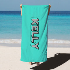 Lofaris Personalized Name Solid Color Simple Beach Towel