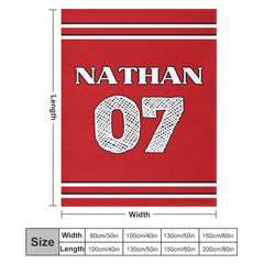 Lofaris Personalized Name Sports Jersey Red Warm Blanket