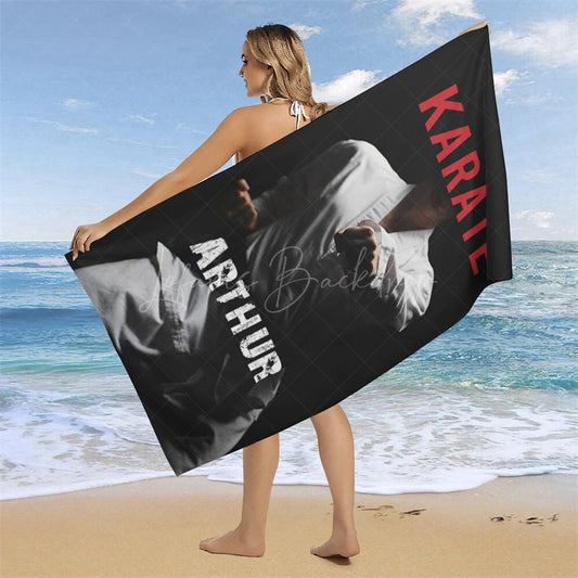 Lofaris Personalized Name Taekwondo Martial Arts Beach Towel