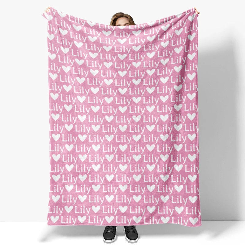 Lofaris Personalized Name With Heart Blanket For Kids Gift